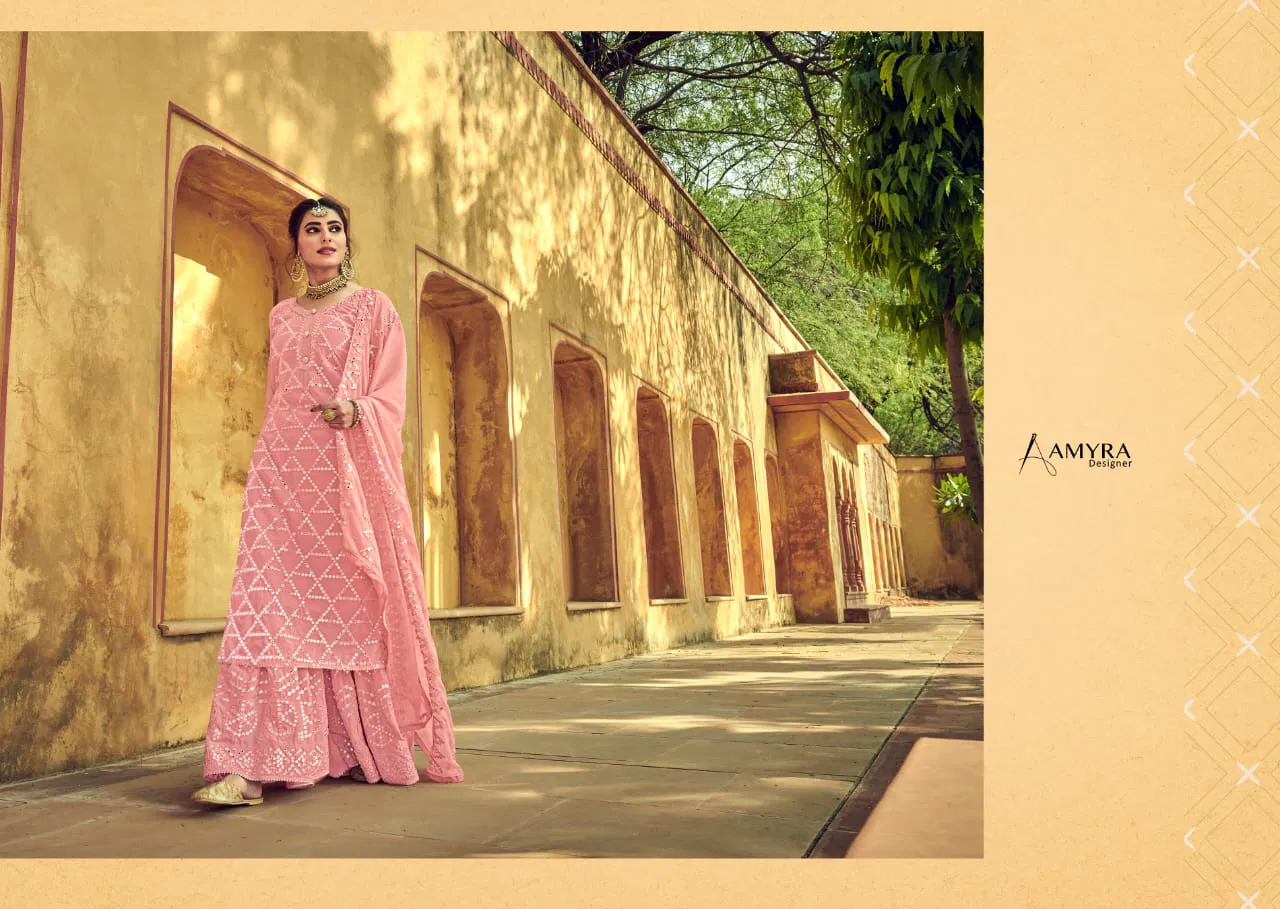 Amyra Nazakat Rich Latest Fancy  Designer Look Heavy Georgette with heavy exclusive mirror embroidery Fastive Wear Salwar Kameez Collection